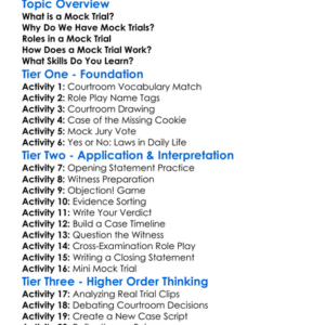Mock Trials Worksheet Activity Booklet
