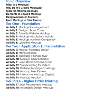 Mockup Creation Worksheet Activity Booklet