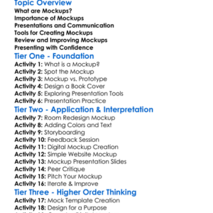 Mockups And Presentations Worksheet Activity Booklet