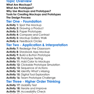Mockups And Prototypes Worksheet Activity Booklet