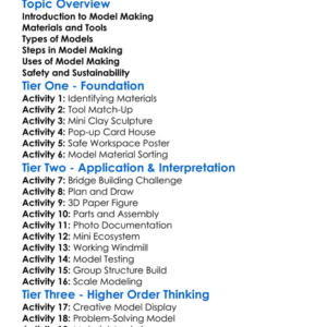 Model Making Techniques Worksheet Activity Booklet
