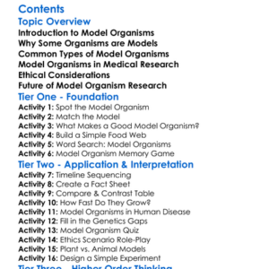Model Organisms In Biological Research Worksheet Activity Booklet
