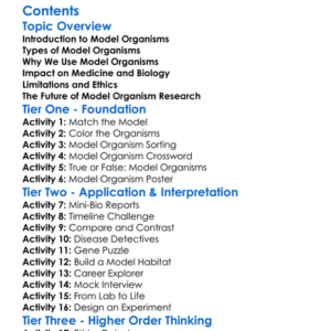 Model Organisms In Human Biology Research Worksheet Activity Booklet