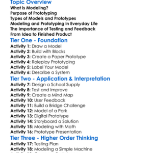 Modeling And Prototyping Worksheet Activity Booklet