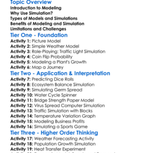 Modeling And Simulation Worksheet Activity Booklet