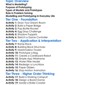 Modelling And Prototyping Worksheet Activity Booklet