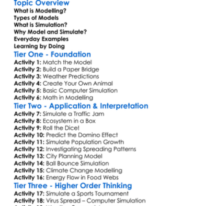 Modelling And Simulation Worksheet Activity Booklet