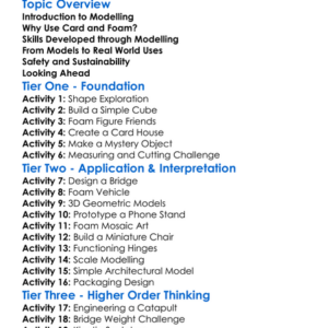 Modelling With Card And Foam Worksheet Activity Booklet