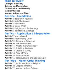 Modern Challenges To Religion Worksheet Activity Booklet