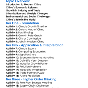 Modern Chinas Economic Growth Worksheet Activity Booklet