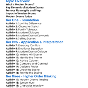 Modern Drama Worksheet Activity Booklet