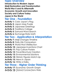 Modern Japan Worksheet Activity Booklet