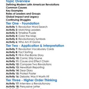 Modern Latin American Revolutions Worksheet Activity Booklet