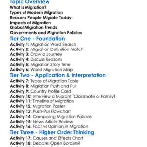 Modern Migration Trends Worksheet Activity Booklet