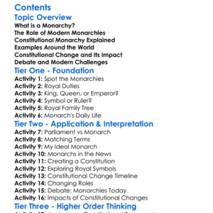 Modern Monarchy And Constitutional Change Worksheet Activity Booklet