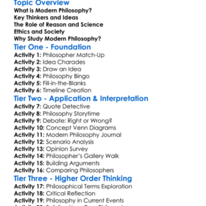 Modern Philosophy Worksheet Activity Booklet