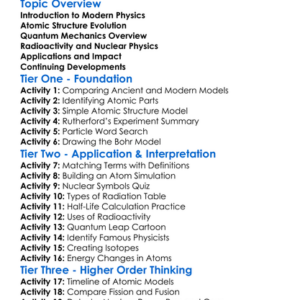 Modern Physics And Atomic Models Worksheet Activity Booklet