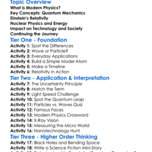 Modern Physics Introduction Worksheet Activity Booklet