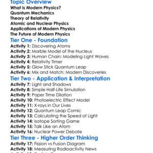 Modern Physics Worksheet Activity Booklet
