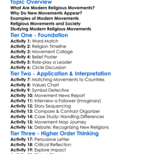 Modern Religious Movements Worksheet Activity Booklet