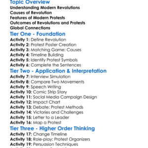 Modern Revolutions And Protests Worksheet Activity Booklet