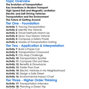 Modern Transportation Advances Worksheet Activity Booklet
