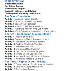 Modernity And Reason Worksheet Activity Booklet
