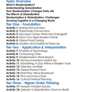 Modernization And Globalization Worksheet Activity Booklet