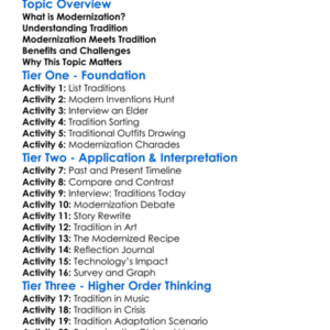 Modernization And Tradition Worksheet Activity Booklet