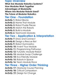 Modular Robotics Systems Worksheet Activity Booklet