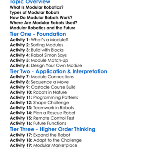 Modular Robotics Worksheet Activity Booklet