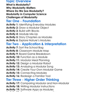 Modularity Worksheet Activity Booklet