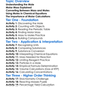 Molar Calculations Worksheet Activity Booklet