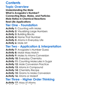 Mole Concept And Avogadros Number Worksheet Activity Booklet