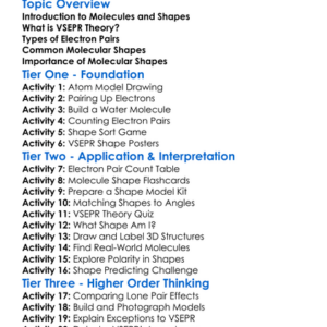 Molecular Shapes Vsepr Theory Worksheet Activity Booklet