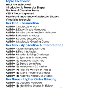 Molecular Shapes Worksheet Activity Booklet