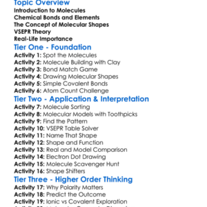 Molecular Structure And Shapes Worksheet Activity Booklet