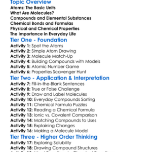 Molecules And Compounds Worksheet Activity Booklet