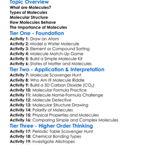 Molecules And Molecular Structure Worksheet Activity Booklet