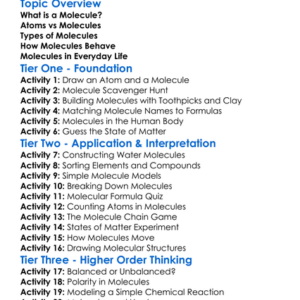 Molecules Worksheet Activity Booklet