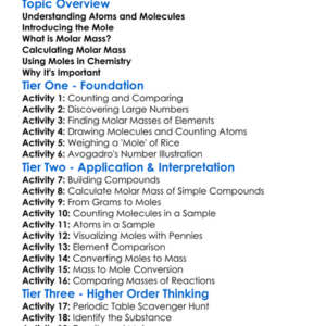 Moles And Molar Mass Worksheet Activity Booklet