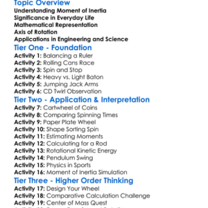 Moment Of Inertia Worksheet Activity Booklet