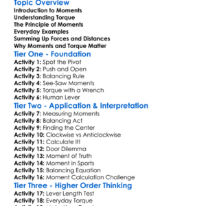 Moments And Torque Worksheet Activity Booklet