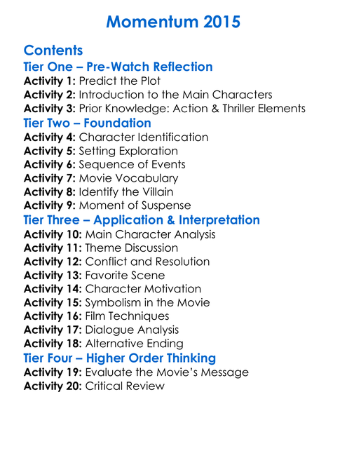 Momentum 2015 Worksheet Activity Booklet