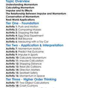 Momentum And Impulse Worksheet Activity Booklet