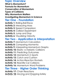 Momentum And Its Conservation Worksheet Activity Booklet