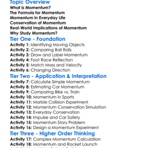 Momentum Worksheet Activity Booklet