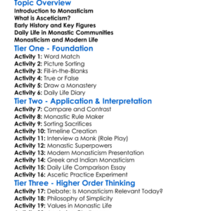 Monasticism And Asceticism Worksheet Activity Booklet