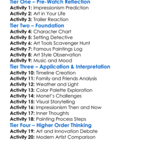 Monet Shadow And Light 1999 Worksheet Activity Booklet