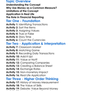 Monetary Measurement Concept Worksheet Activity Booklet